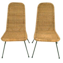 Pair of Woven Wicker Chairs