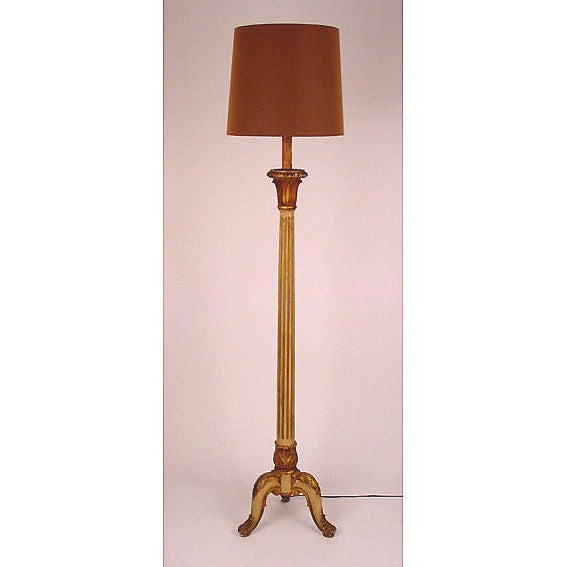 Carved Wooden Floor Lamp