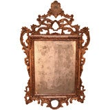 Antique Italian Mirror with Carved Gilt Timber Frame