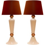 Pair of Tall Murano Glass Table Lamps