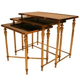 Used Nest of Three Polished Brass Side Tables
