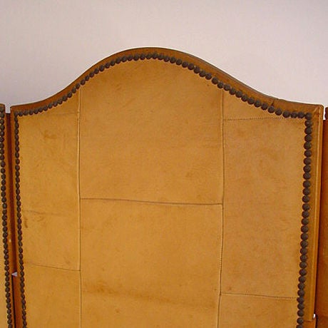 Three Panel Leather Folding Screen