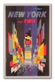 Fly TWA New York - Original Retro Mid-Century Travel Poster