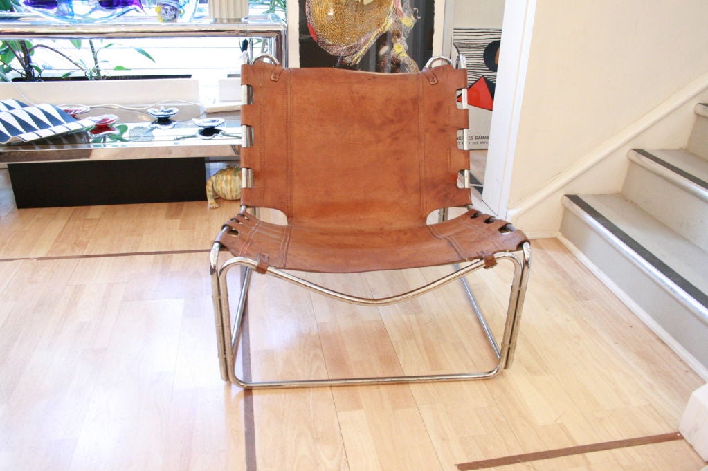 French A pair of leather bachelor chairs For Sale