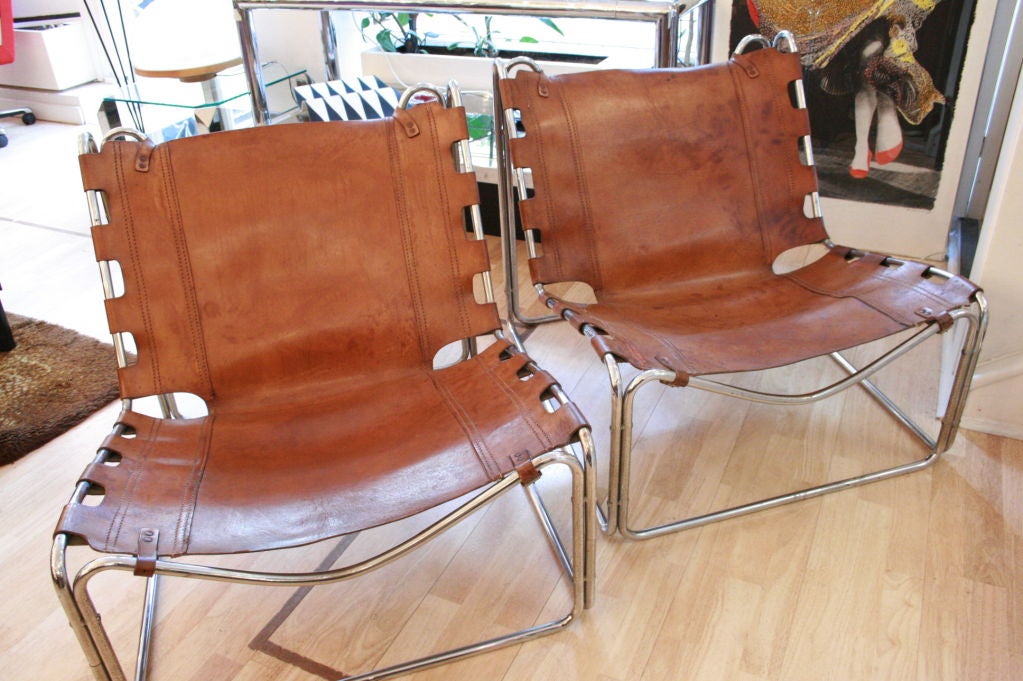 A pair of leather bachelor chairs For Sale 2