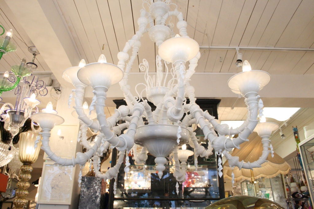 A Rezzonico chance with lattimo Blown glass chandelier For Sale 1