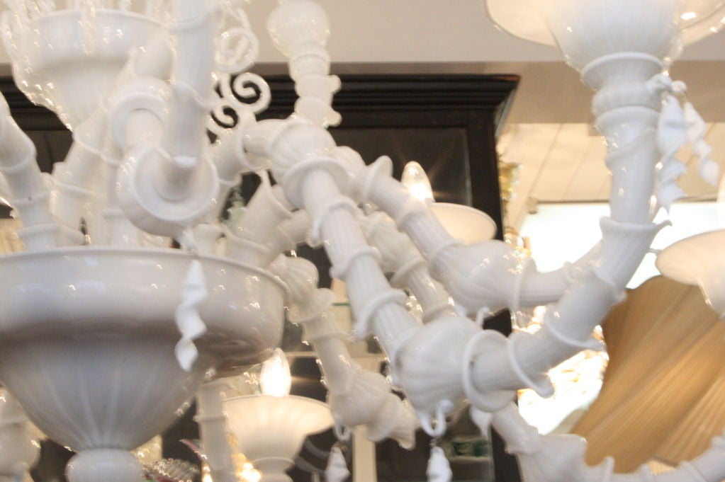 A Rezzonico chance with lattimo Blown glass chandelier For Sale 2