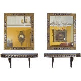 Pair of Eglomise Mirrors w Matching Consoles - Stamped Jansen