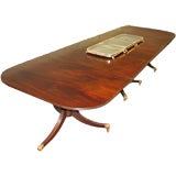 Sheraton Figured Mahogany Three Pedestal Dining Table