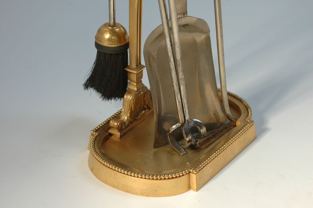American Antique Gilded Fireplace tools & stand For Sale