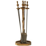 Antique Gilded Fireplace tools & stand