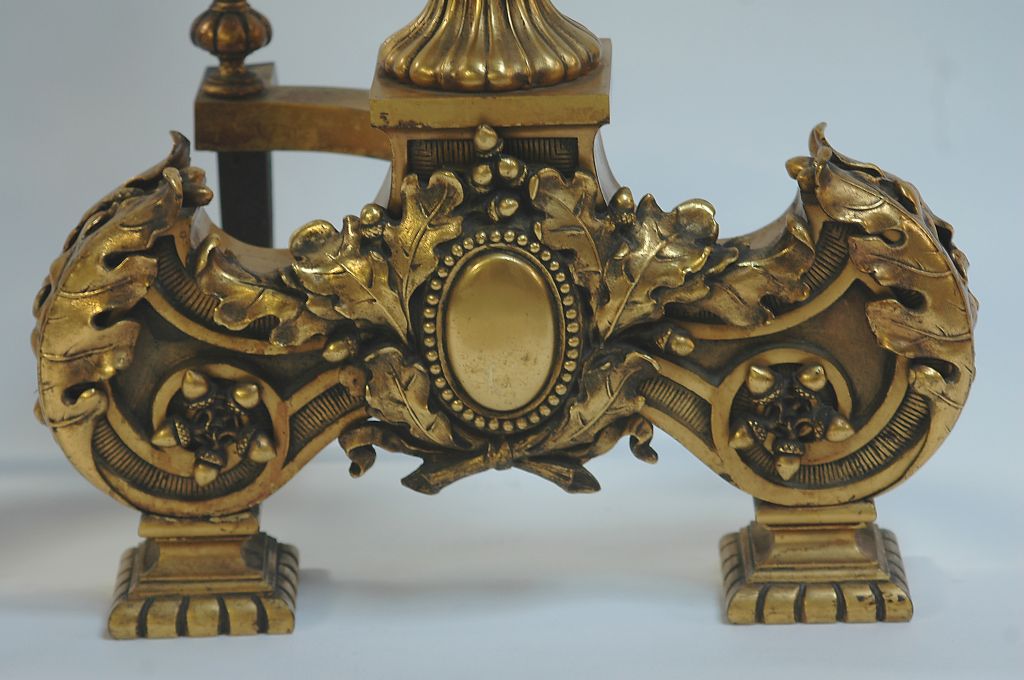 Exquisite Gilded Andirons / firedogs