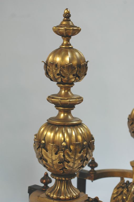 American Antique Gilded Age Andirons For Sale