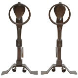 Old Hand Forged Iron andirons