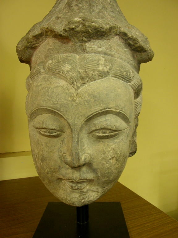 Chinese 13th century carved stone Kwan Yin Goddess of Mercy