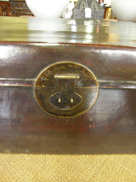 Leather Antique Chinese leather wedding coffee table trunk
