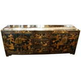 Antique Chinese lacquer Chinoiserie Kang console cabinet server
