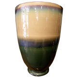 Thailand artisan made ceramic and drip glazed jar vase