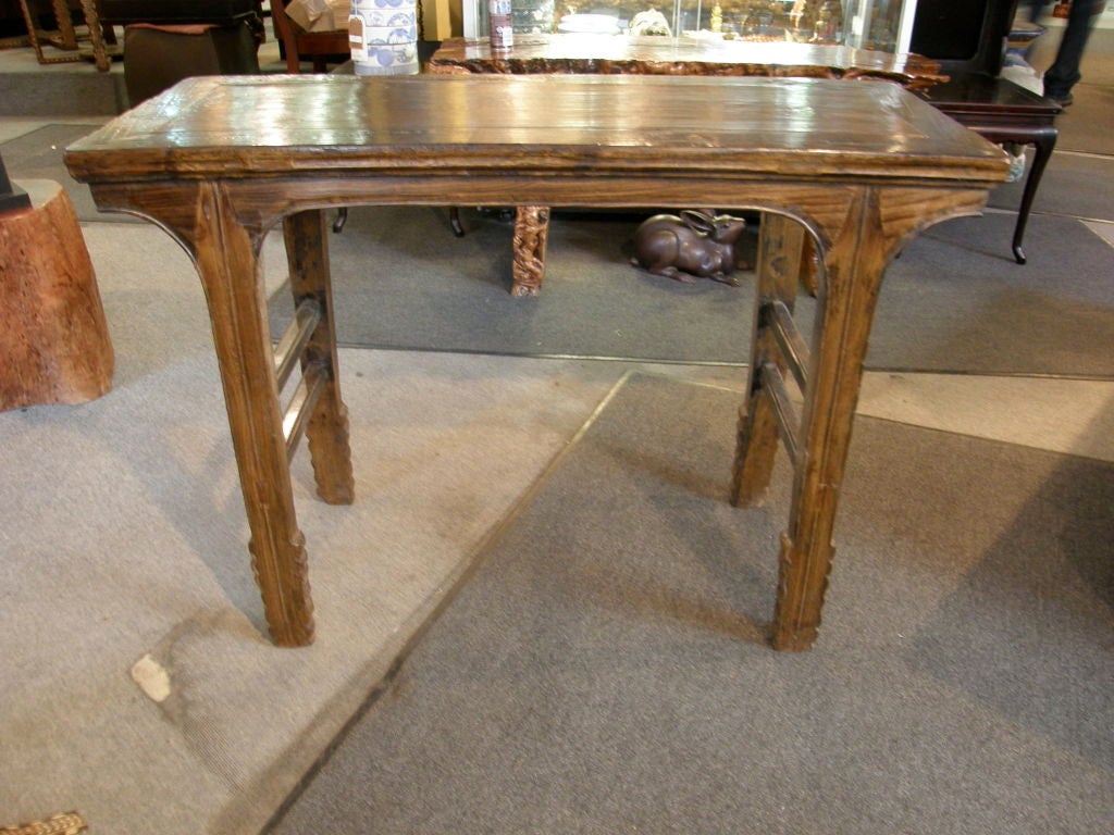 Chinese 19th century elmwood wine small console hall sofa table
