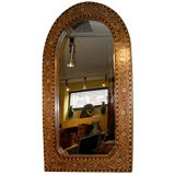 India English colonial teak bone and ebony inlaid mirror