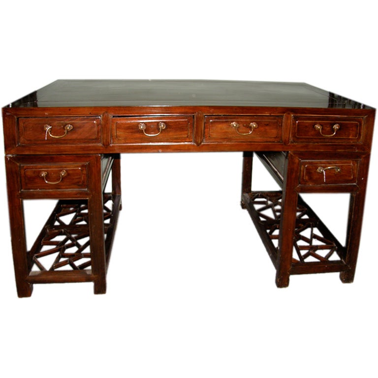 FINE ANTIQUE CHINESE WOOD DESK WITH DRAWERS CA 1860