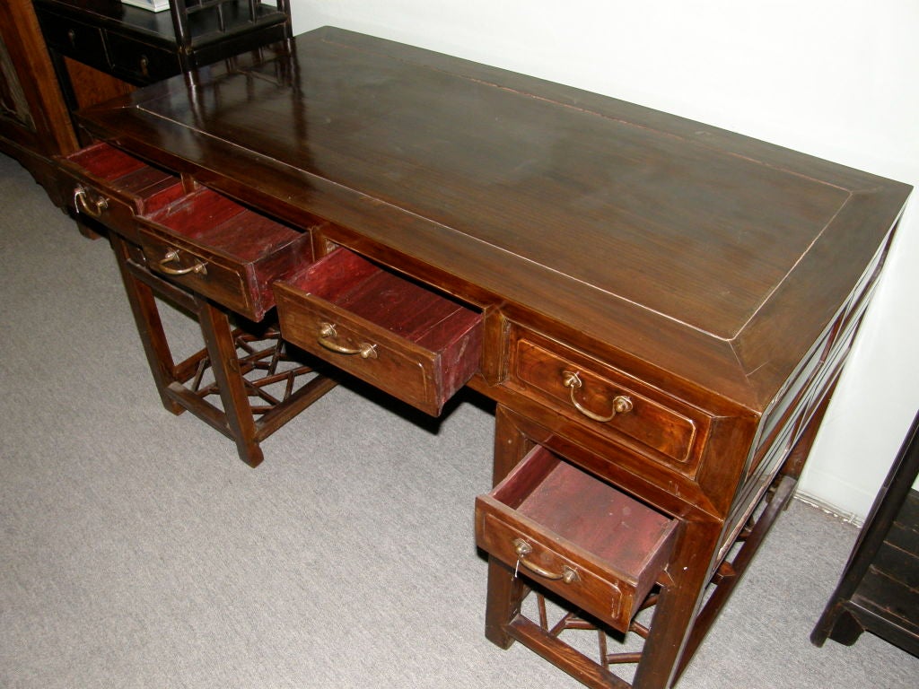 19th Century FINE ANTIQUE CHINESE WOOD DESK WITH DRAWERS CA 1860