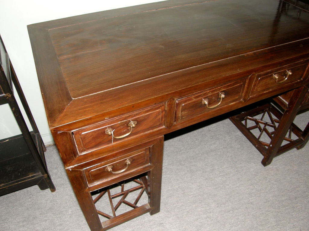 Elm FINE ANTIQUE CHINESE WOOD DESK WITH DRAWERS CA 1860