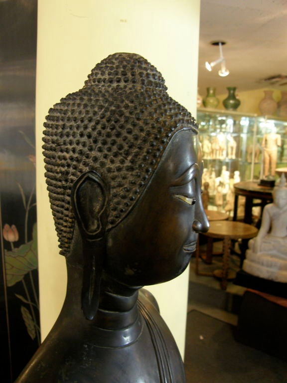 Thailand 17th century bronze standing Buddha rare hand gesture 2