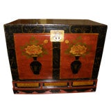 Antique Chinese ca 1840-50 painted country trunk end table