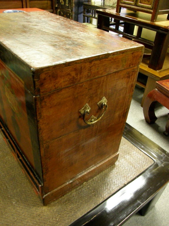 Chinese ca 1840-50 painted country trunk end table 1