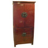 Antique Chinese ca 1840 shanxi red lacquer cabinet armoire