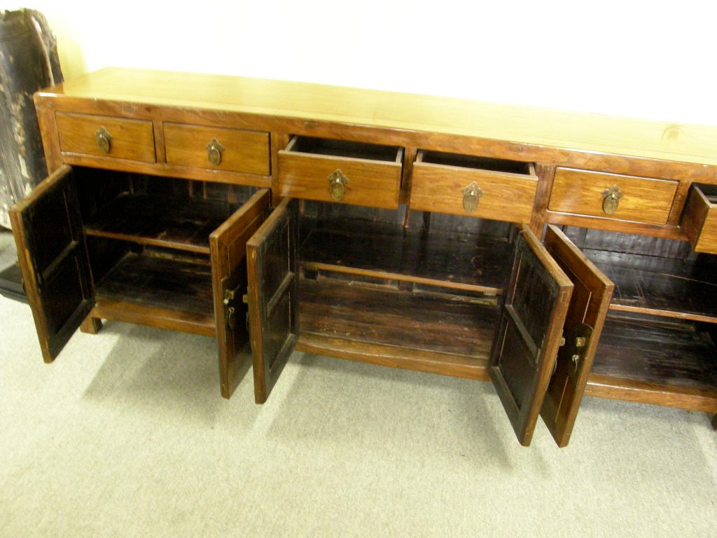 Elm Lg Chinese ca 1850 sideboard buffet console altar coffer cabinet