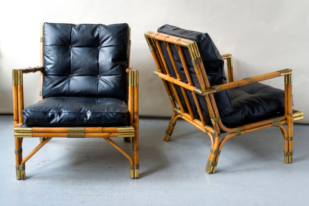 Set of Brass Bound Bamboo Furniture In Good Condition For Sale In New York, NY
