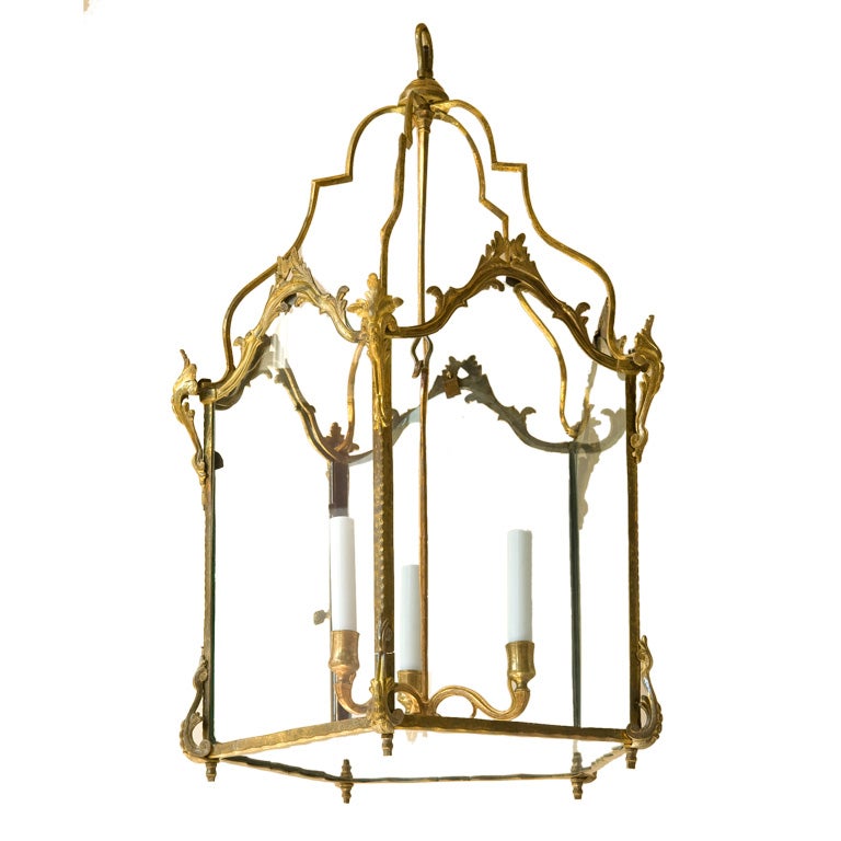 A fine Louis XV pentagonal gilt bronze lantern, French, 18th c