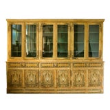 Neoclassical style painted deux corp bibliotheque cabinet
