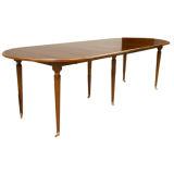 Directoire Style Mahogany Dining Table with Brass Trim, Six Legs