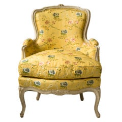 A gray painted Louis XV period bergere