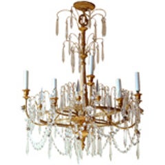 Neoclassical or Liberty Style Gilt Metal Eight-Arm Chandelier 11