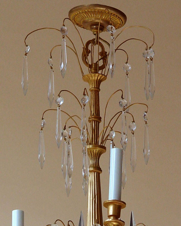 20th Century Neoclassical or Liberty Style Gilt Metal Eight-Arm Chandelier For Sale