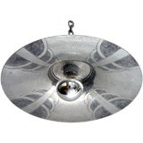 Round aluminum plafonnier with incised and patterned decoration
