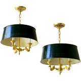 A pair of gilt  bronze Empire style 3 light hanging fixtures