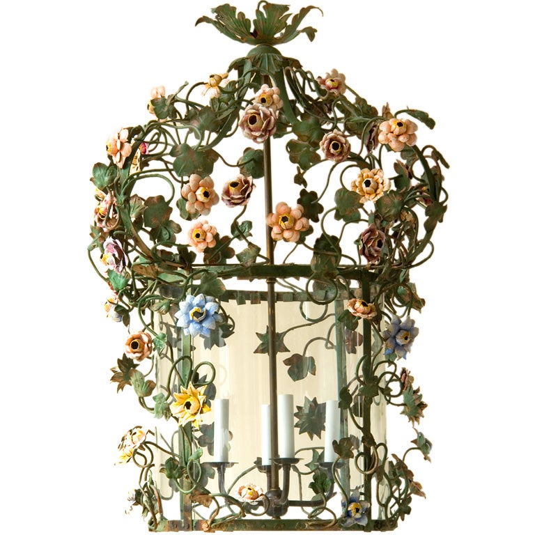 Painted tole lantern