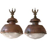 Pair of copper oval lanterns