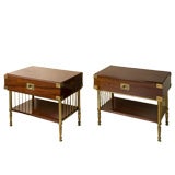 Pair of mahogany campaign style low tables