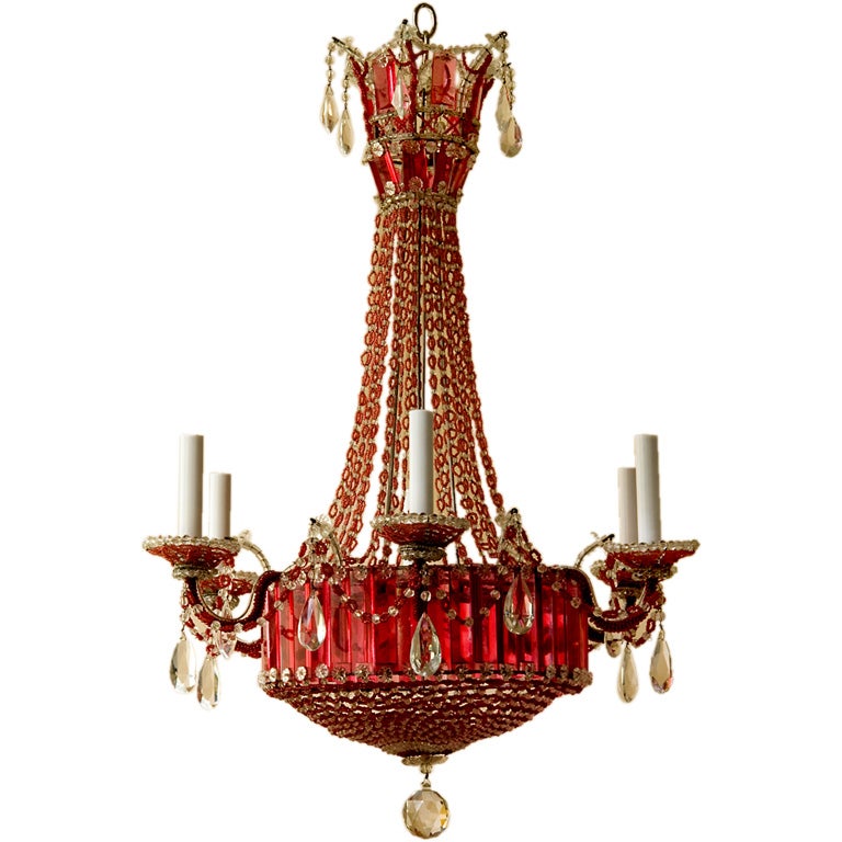 Cranberry glass chandelier