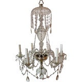 Used Early Waterford Cut Crystal Six Light Chandelier