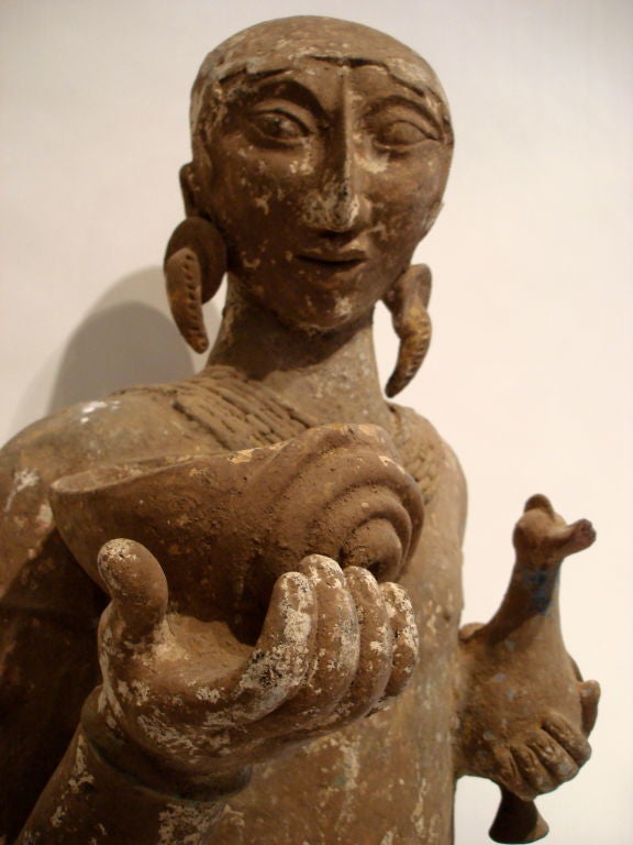 Mid-20th Century Lifesize Pre-Columbian Style Terracota Mayan Figure