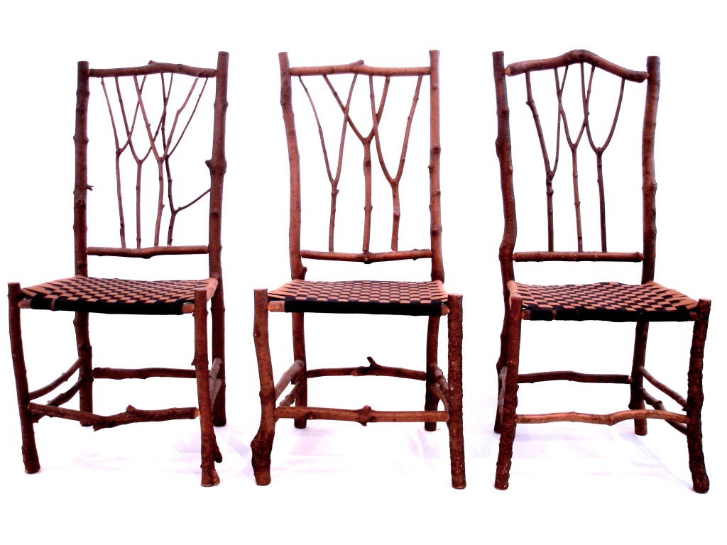 Set of Six Rustic Dining or Side Chairs by Reknowned Artisan Daniel Mack, entitled 