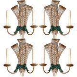Set of Four Mid Century Prince of Wales Feathers Sconces