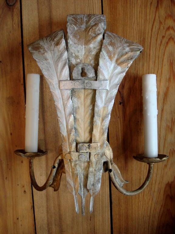 Mid-20th Century Set of Four Mid Century Prince of Wales Feathers Sconces